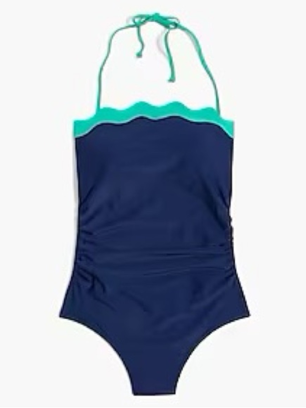 J. Crew Scalloped one-piece swimsuit In Navy/Green convertible strapless/halter